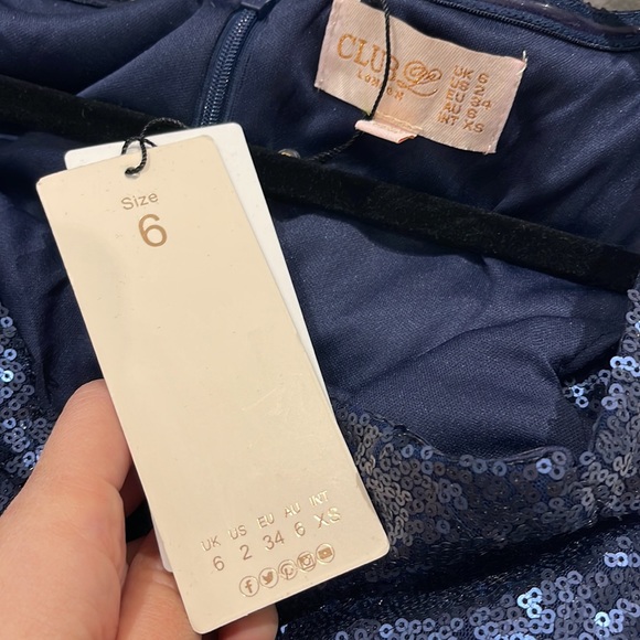 BNWT Navy Sequin Maxi Dress - US2/34 (wedding/holiday) - Picture 5 of 5